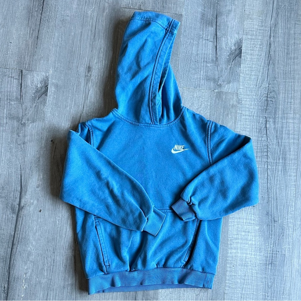 Nike Boys Blue Pullover Hoodie | Size M | Classic Swoosh Logo Sweatshirt